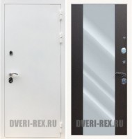 Стальная дверь Рекс 5А Белая шагрень / СБ-16 с зеркалом
