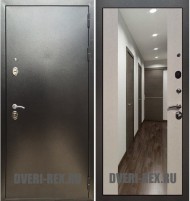 Стальная дверь Рекс 5А Антик серебро / СБ-16 с зеркалом