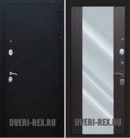 Стальная дверь Рекс 5А Черный муар / СБ-16 с зеркалом