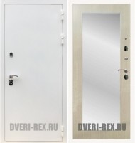 Стальная дверь Рекс 5А Белая шагрень / Пастораль с зеркалом