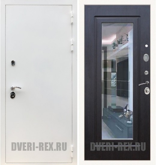 Стальная дверь Рекс 5А Белая шагрень / ФЛЗ-158 с зеркалом Стальная дверь Рекс 5А Белая шагрень / ФЛЗ-158 с зеркалом