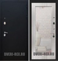 Стальная дверь Рекс 5А Черный муар / Пастораль с зеркалом