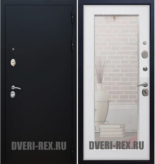 Стальная дверь Рекс 5А Черный муар / Пастораль с зеркалом