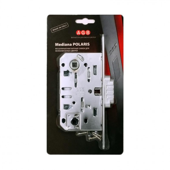 Замок AGB магнитный под цилиндр MEDIANA POLARIS с отв. планкой  цвет: Хром