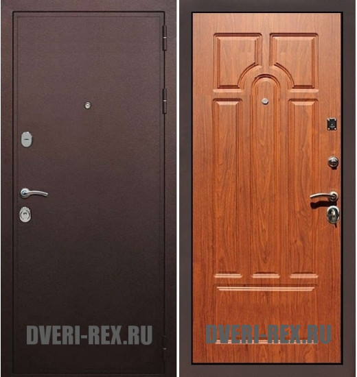 Стальная дверь Рекс 5А Антик медный / ФЛ-58