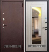Стальная дверь Рекс 1А Антик медь / ФЛ-120 с зеркалом