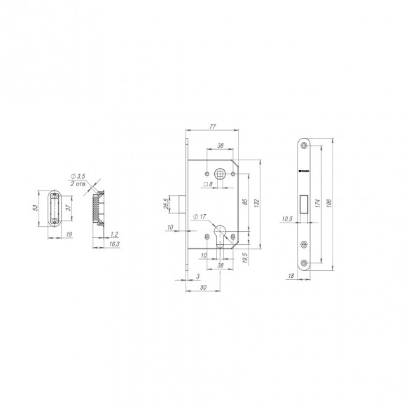 Замок межкомнатный Fuaro под цилиндр MAGNM85C-50 Замок межкомнатный Fuaro под цилиндр MAGNM85C-50